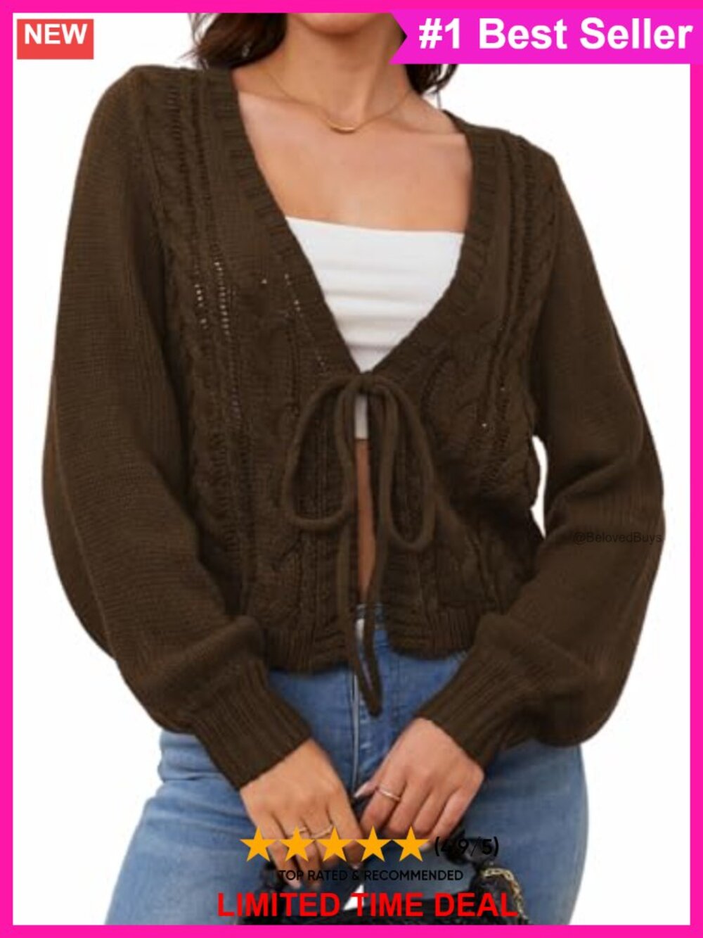 Y2K Tie Front Cable Knit Cropped Cardigan Sweater